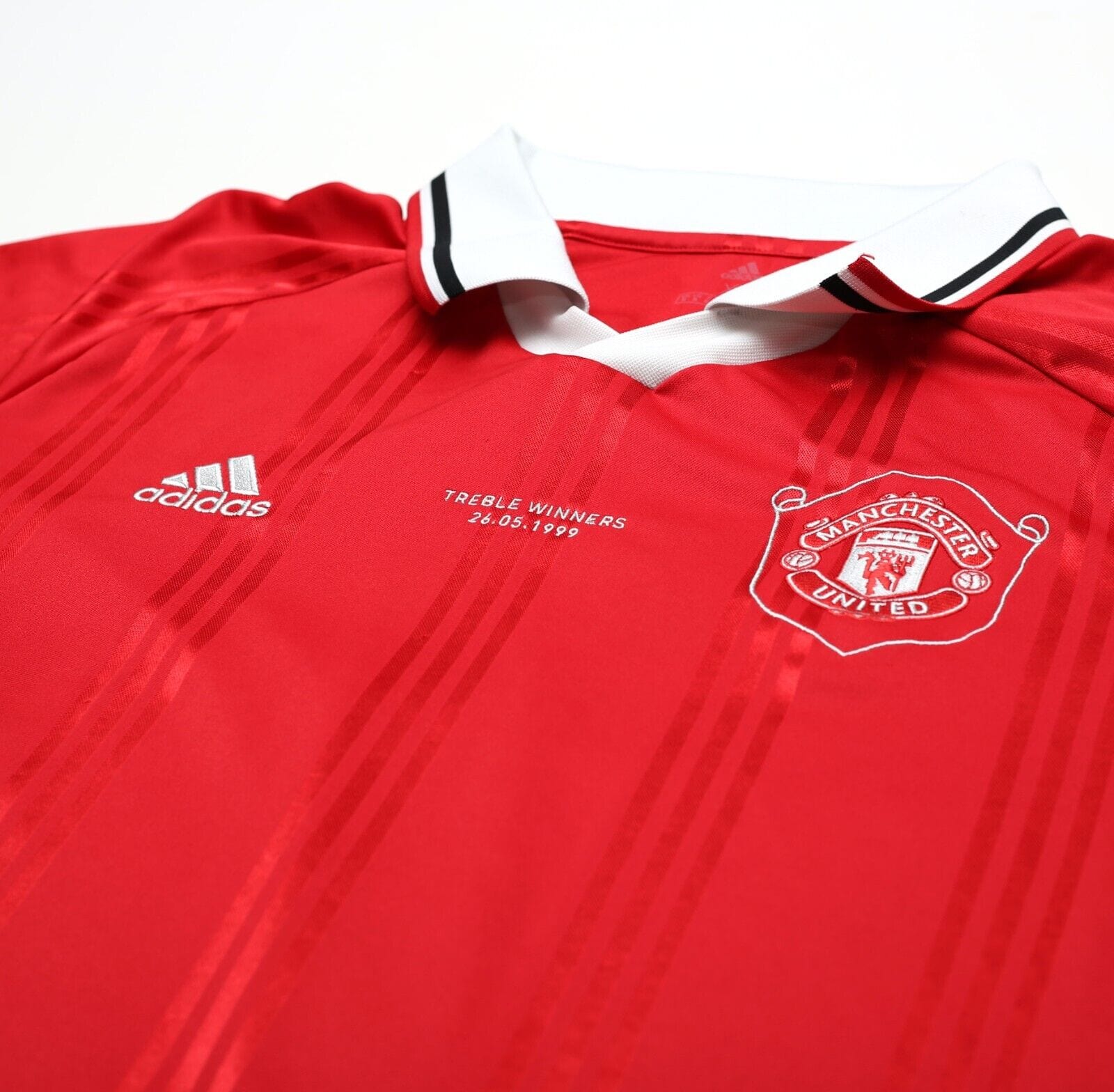 1999 BECKHAM #7 Manchester United adidas Icons LS Treble Football Shirt (XL)