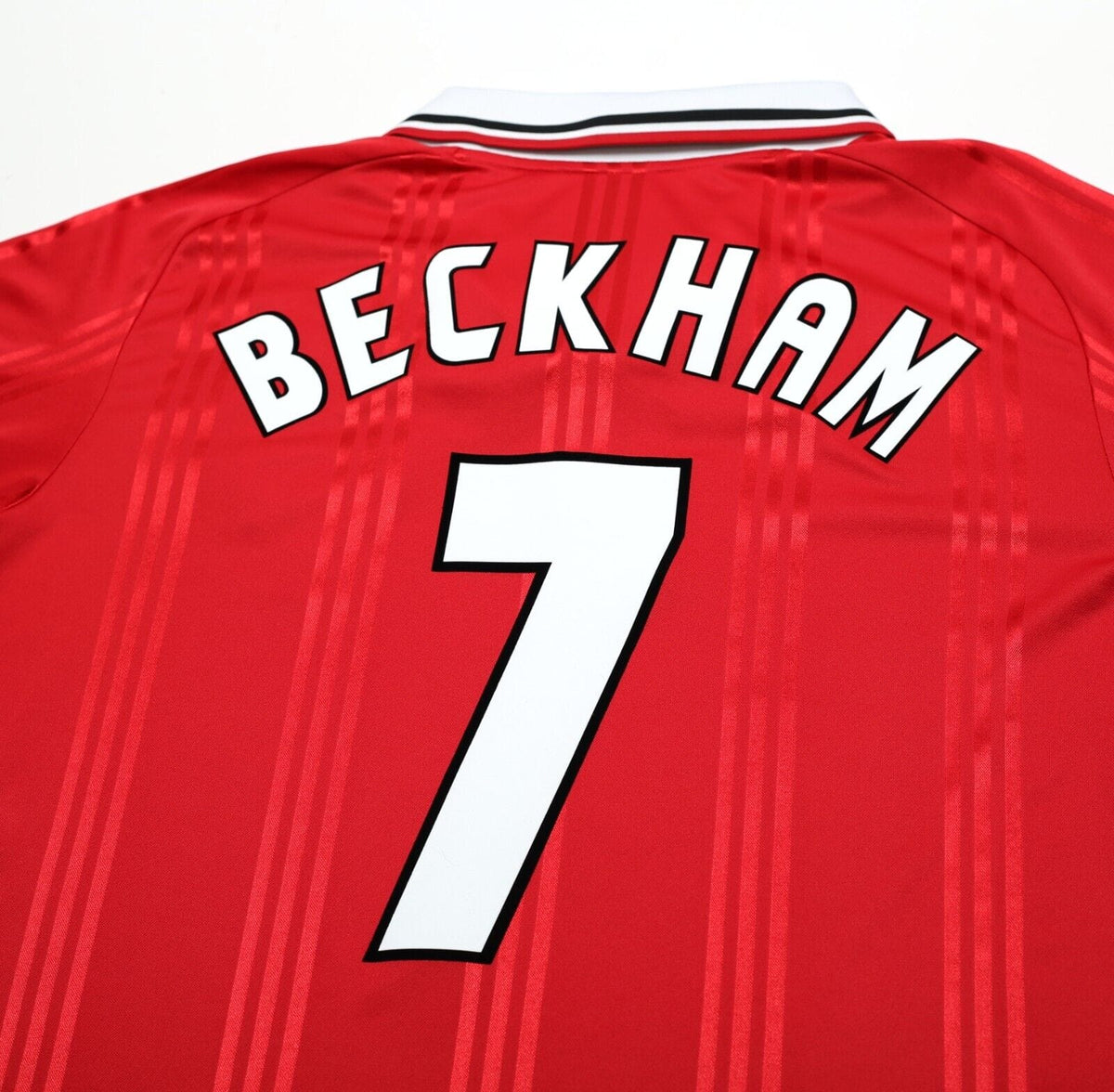 1999 BECKHAM #7 Manchester United adidas Icons LS Treble Football Shirt (XL)