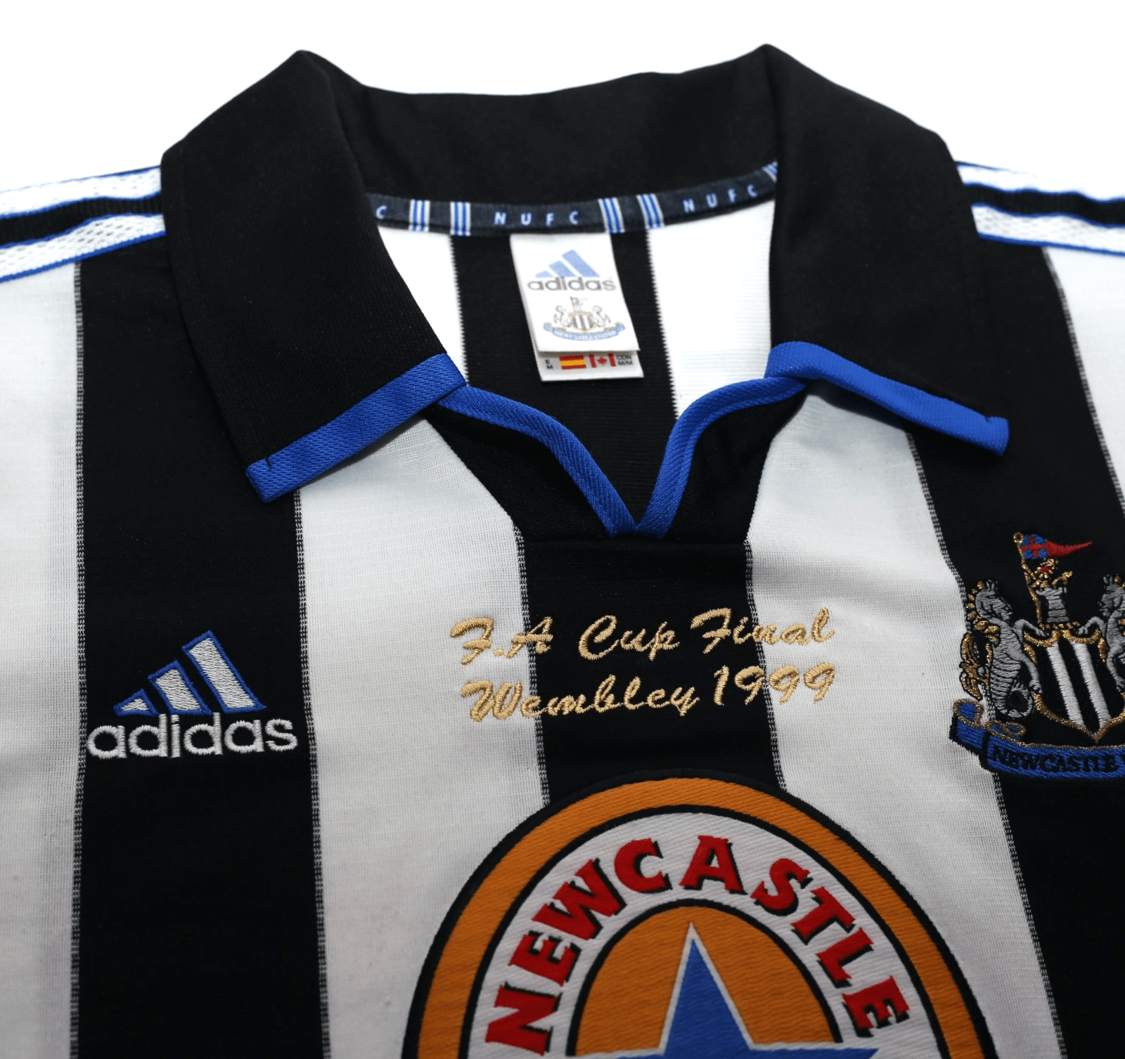 1999 SHEARER #9 Newcastle United Vintage adidas FA Cup Final Football Shirt (M)