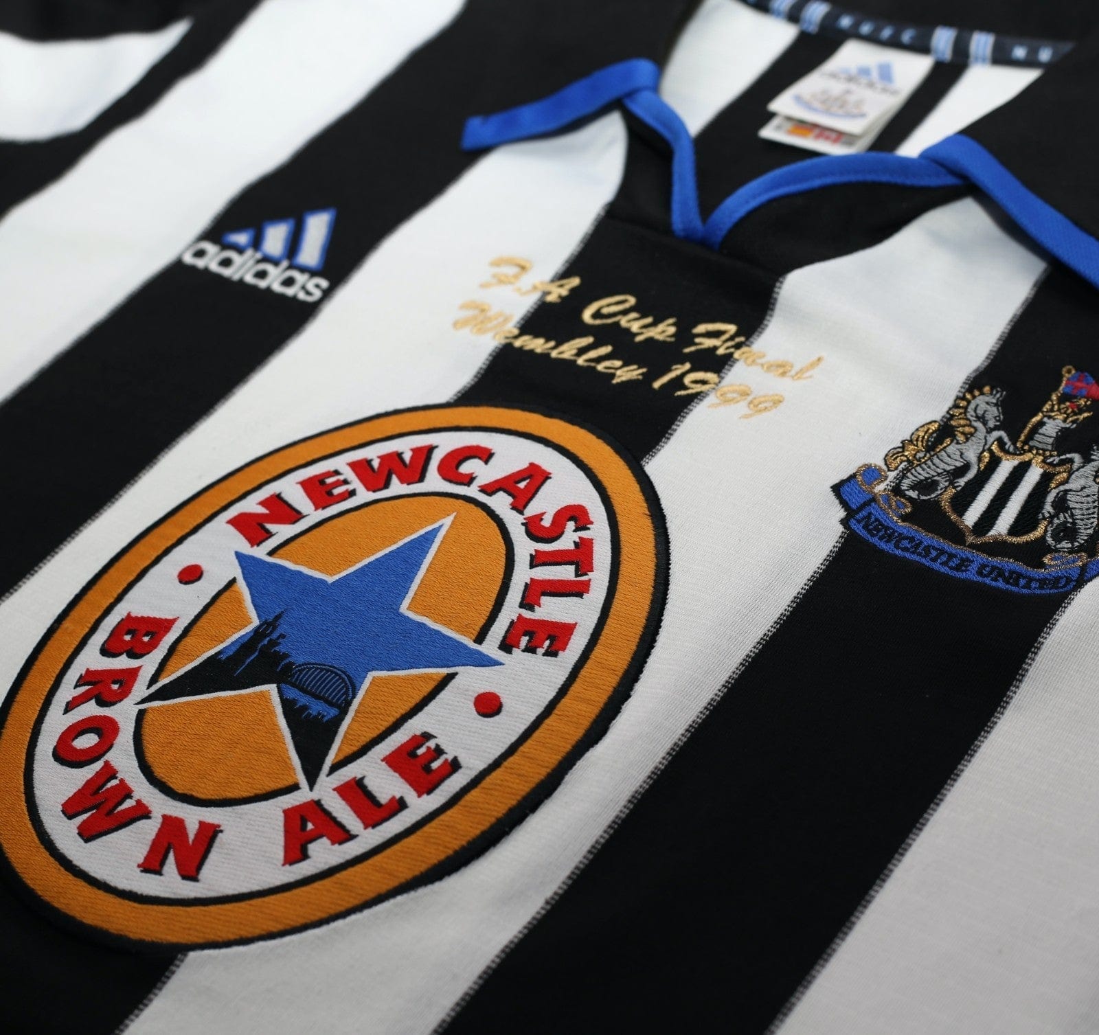 1999 SHEARER #9 Newcastle United Vintage adidas FA Cup Final Football Shirt (M)