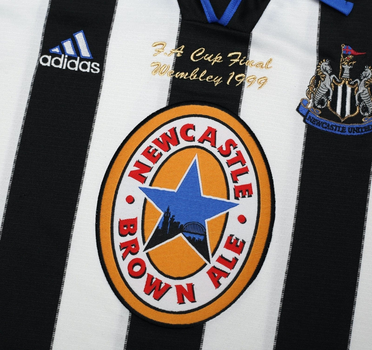 1999 SHEARER #9 Newcastle United Vintage adidas FA Cup Final Football Shirt (M)