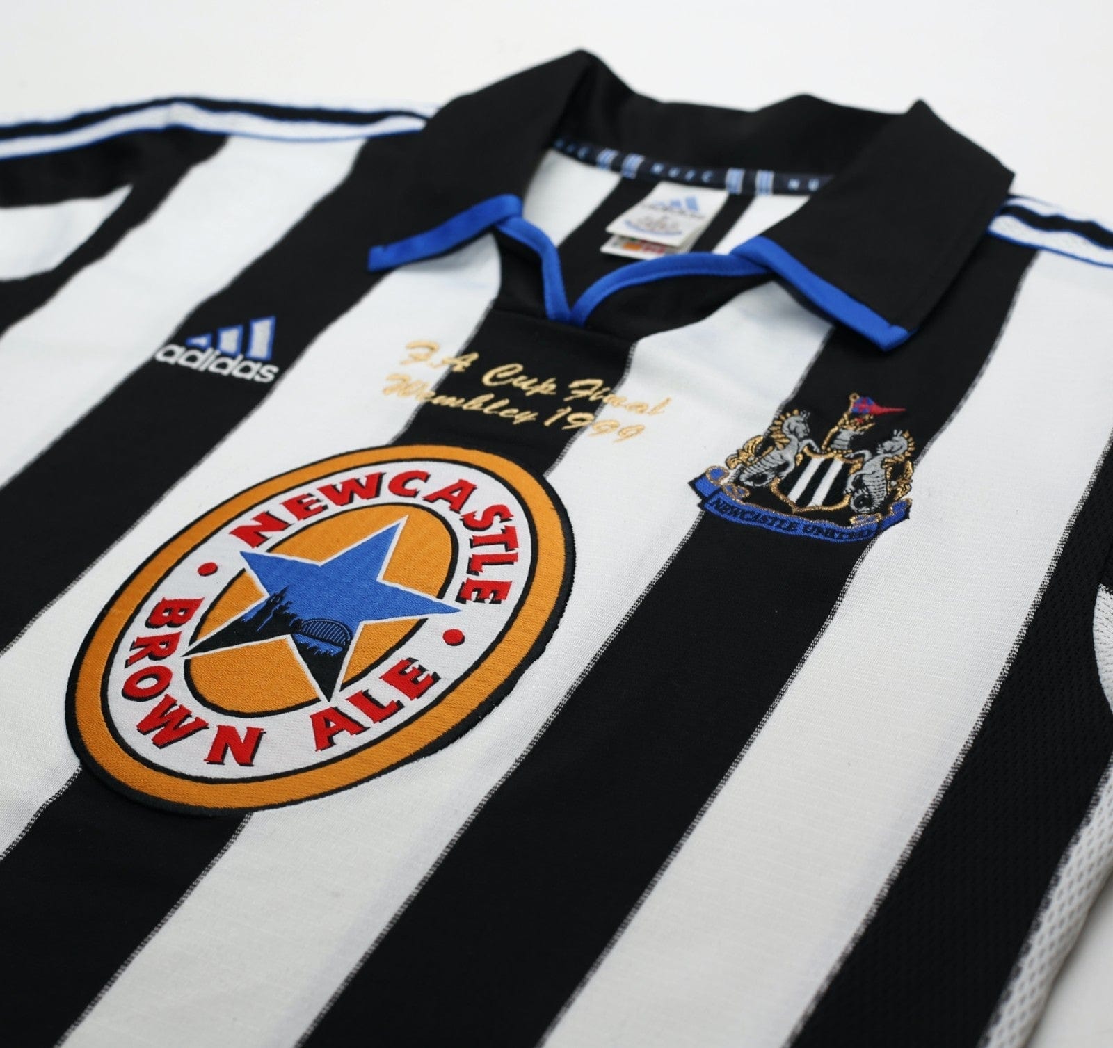 1999 SHEARER #9 Newcastle United Vintage adidas FA Cup Final Football Shirt (M)