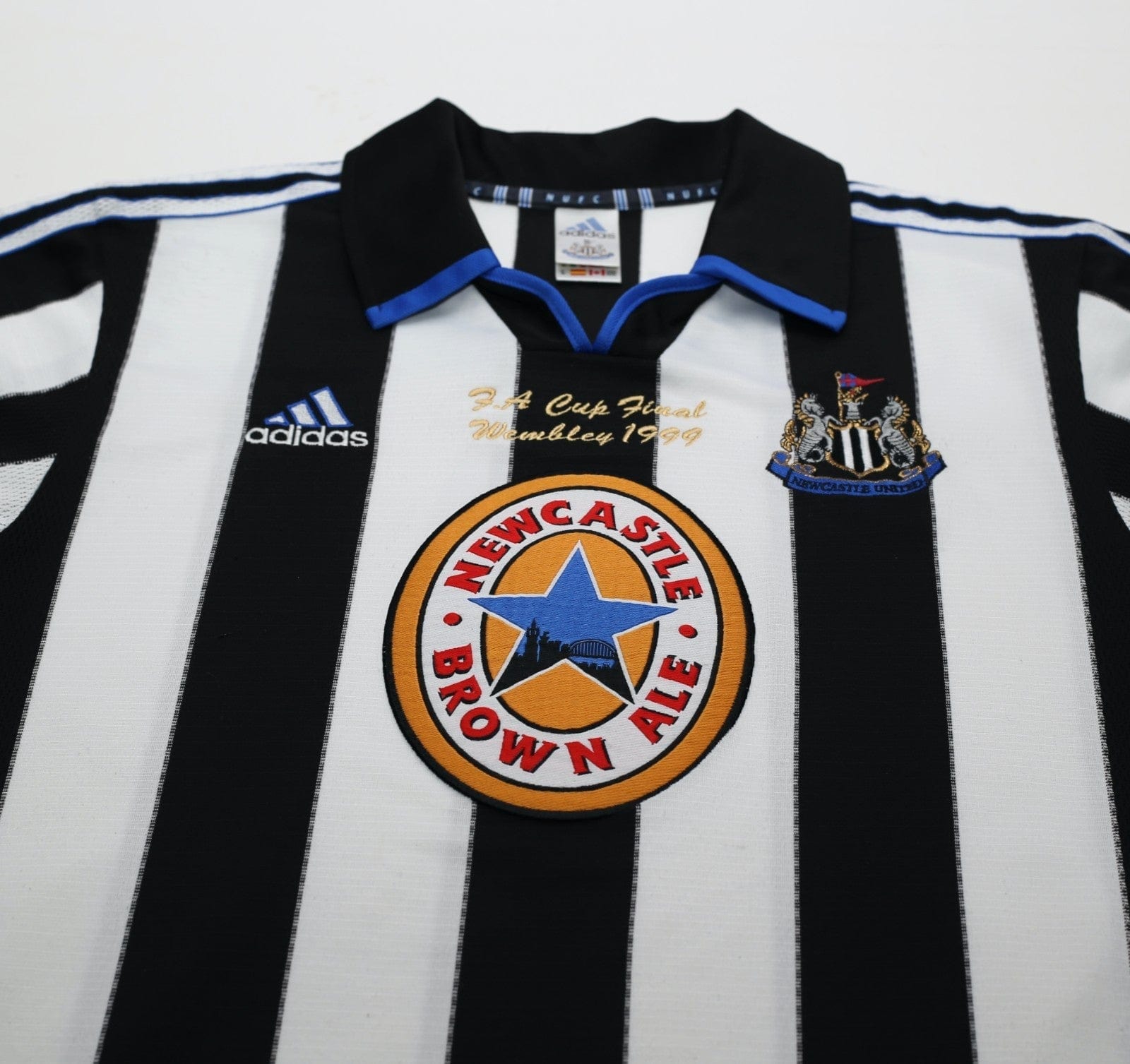 1999 SHEARER #9 Newcastle United Vintage adidas FA Cup Final Football Shirt (M)