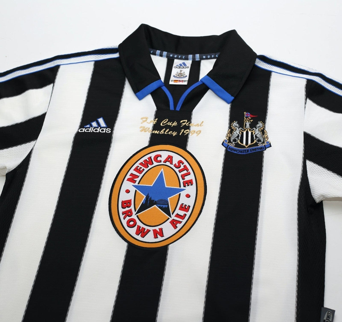 1999 SHEARER #9 Newcastle United Vintage adidas FA Cup Final Football Shirt (S)