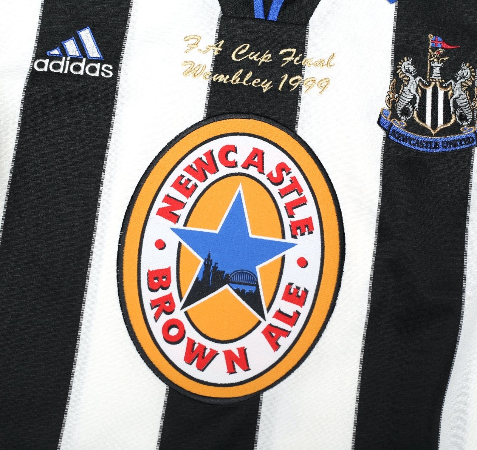 1999 SHEARER #9 Newcastle United Vintage adidas FA Cup Final Football Shirt (S)