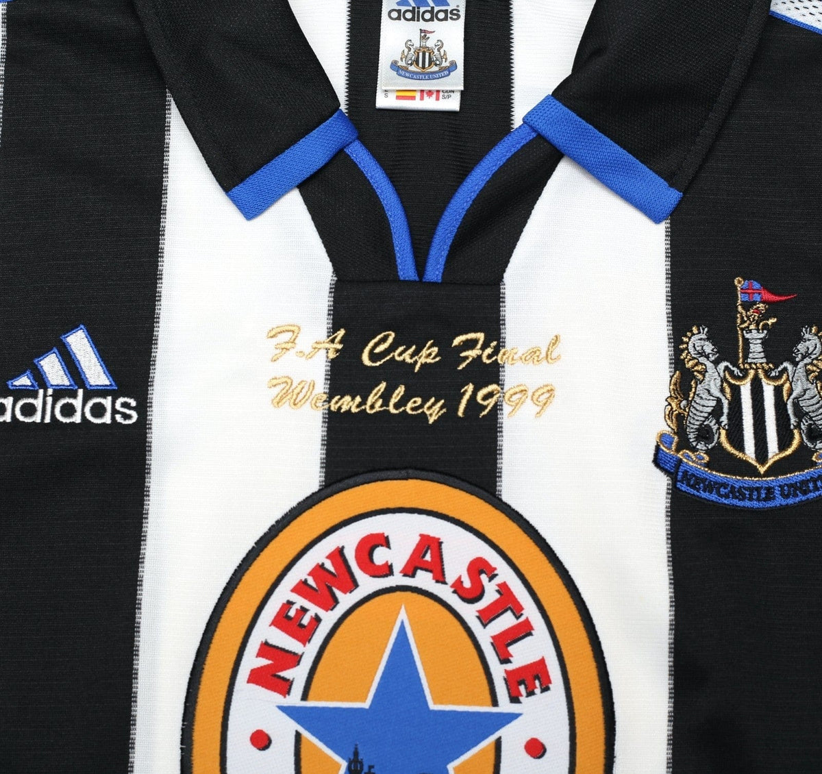 1999 SHEARER #9 Newcastle United Vintage adidas FA Cup Final Football Shirt (S)