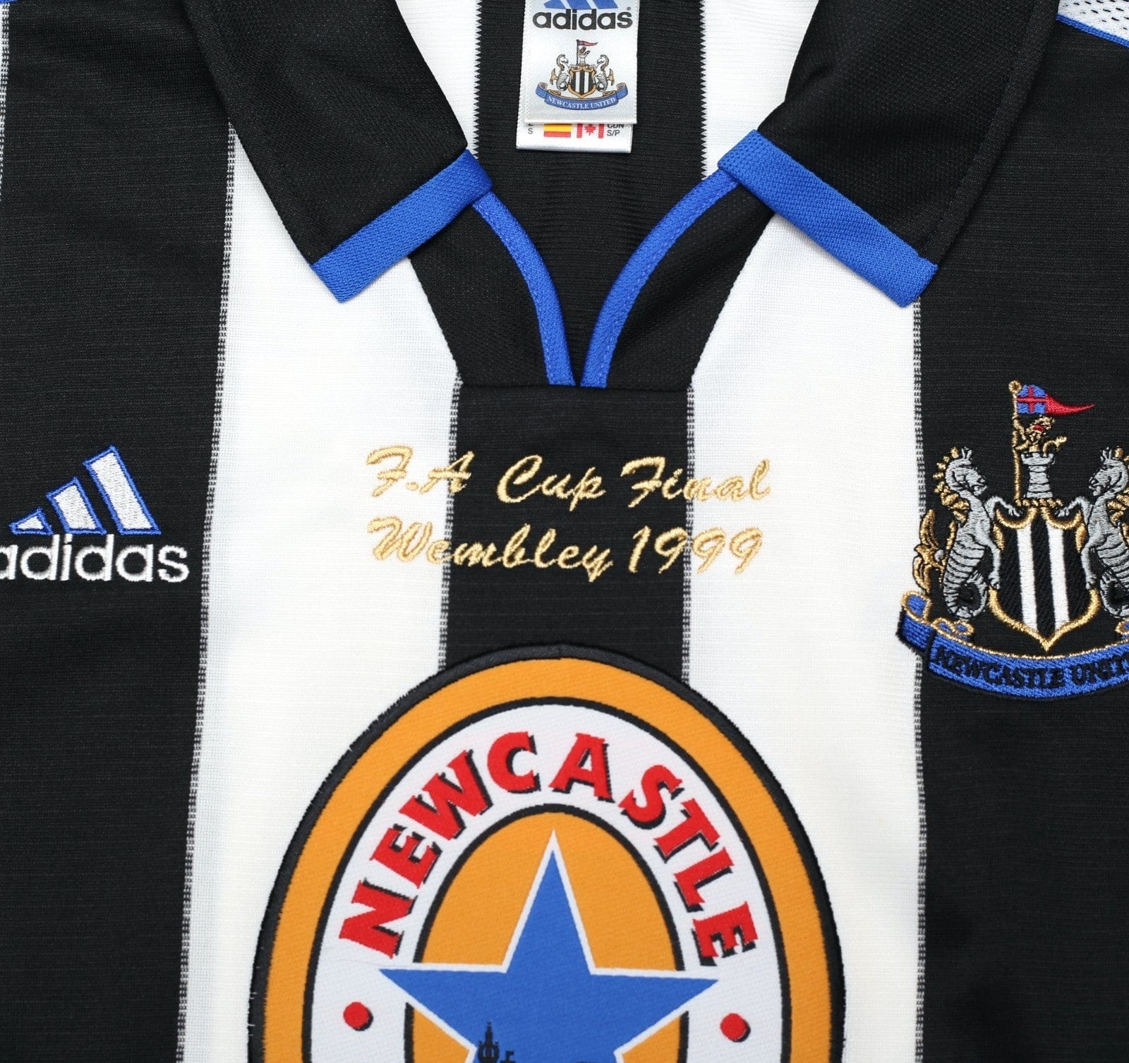 1999 SHEARER #9 Newcastle United Vintage adidas FA Cup Final Football Shirt (S)