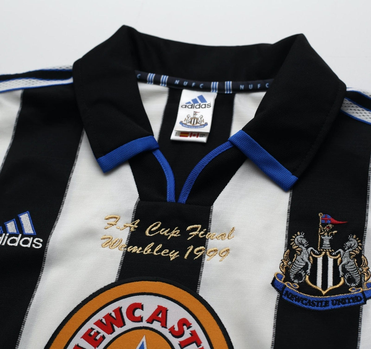 1999 SHEARER #9 Newcastle United Vintage adidas FA Cup Final Football Shirt (S)