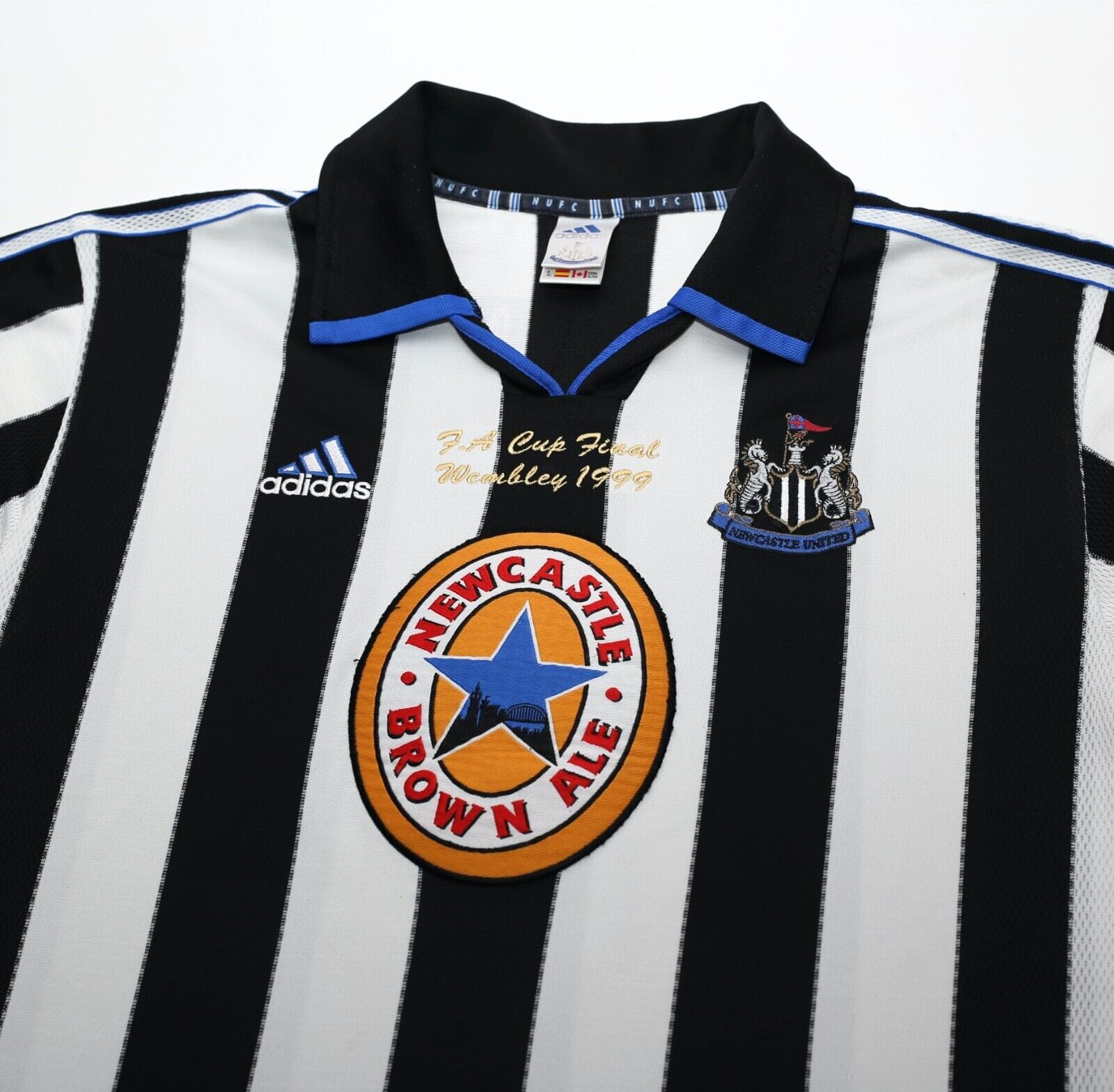 1999 SHEARER #9 Newcastle United Vintage adidas FA CUP FINAL Football Shirt (XL)
