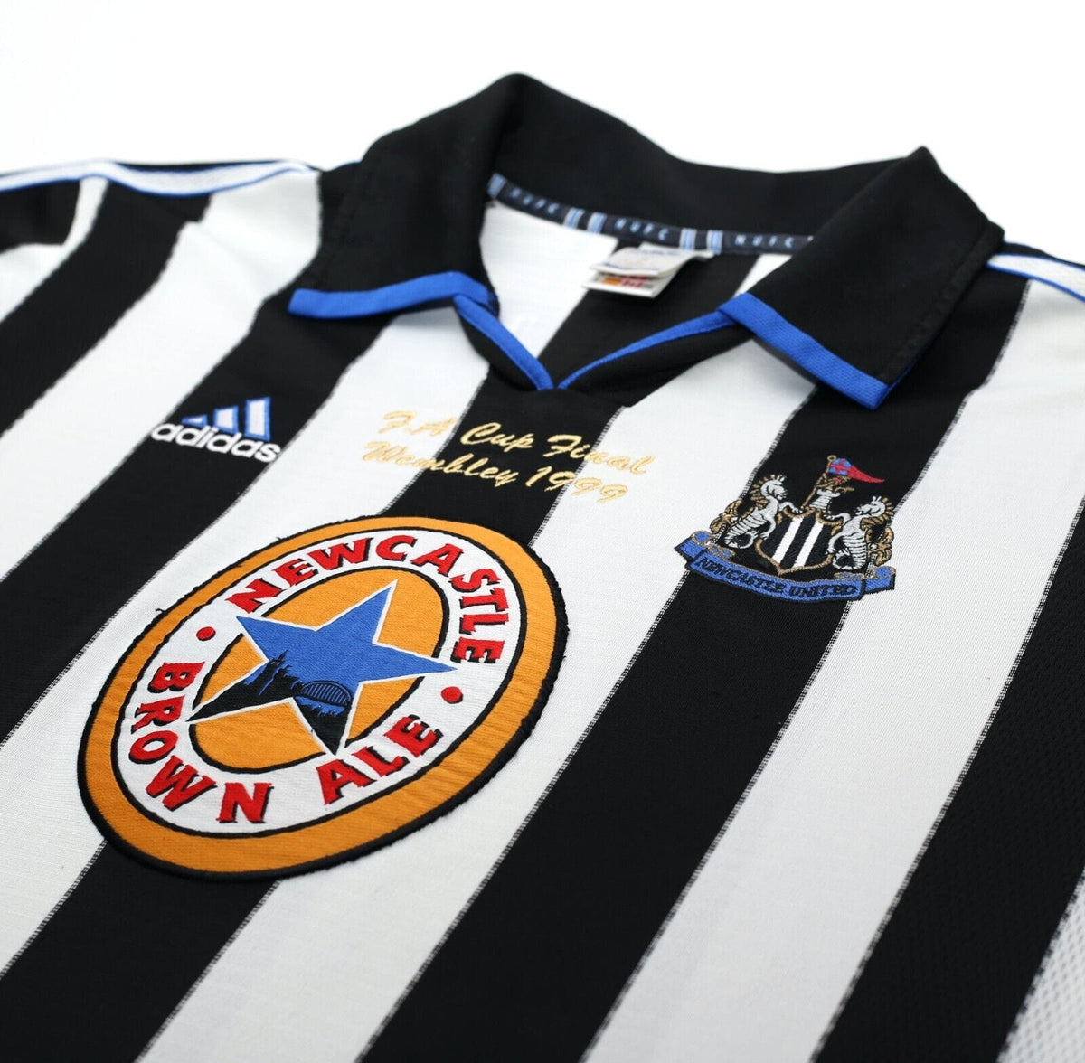 1999 SHEARER #9 Newcastle United Vintage adidas FA CUP FINAL Football Shirt (XL)