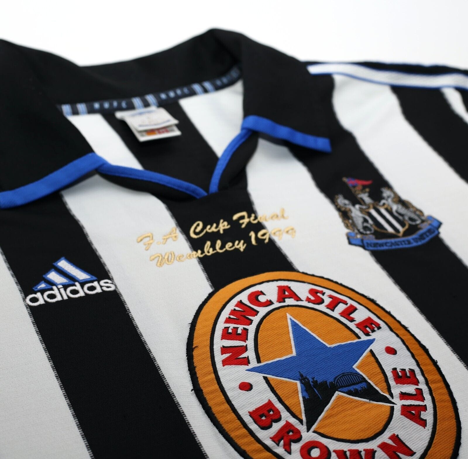 1999 SHEARER #9 Newcastle United Vintage adidas FA CUP FINAL Football Shirt (XL)