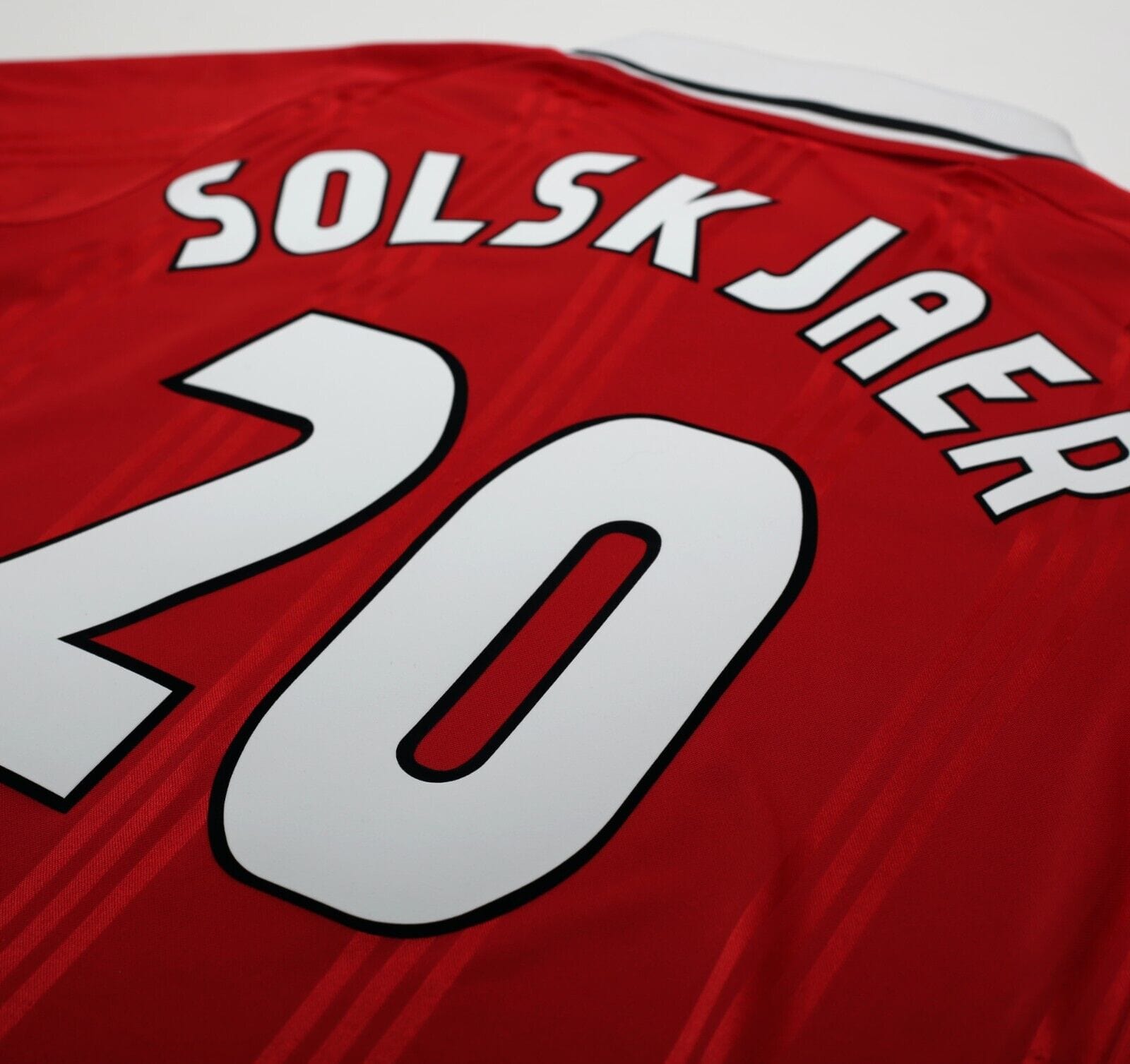 1999 SOLSKJAER #20 Manchester United adidas Icons L/S Treble Football Shirt (M)