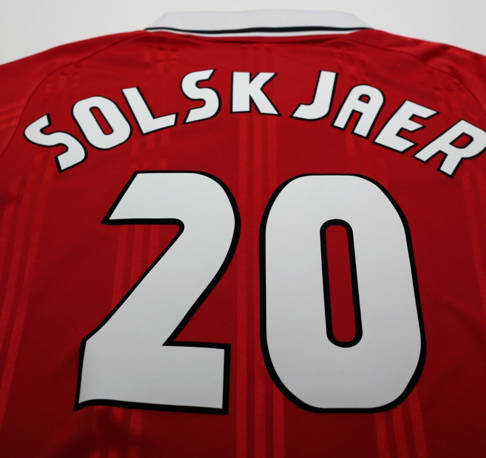 1999 SOLSKJAER #20 Manchester United adidas Icons L/S Treble Football Shirt (M)