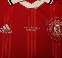 1999 SOLSKJAER #20 Manchester United adidas Icons L/S Treble Football Shirt (M)