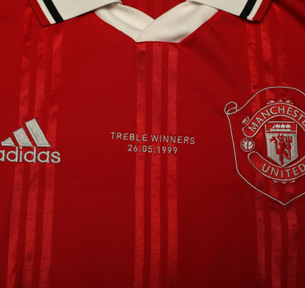 1999 SOLSKJAER #20 Manchester United adidas Icons L/S Treble Football Shirt (M)