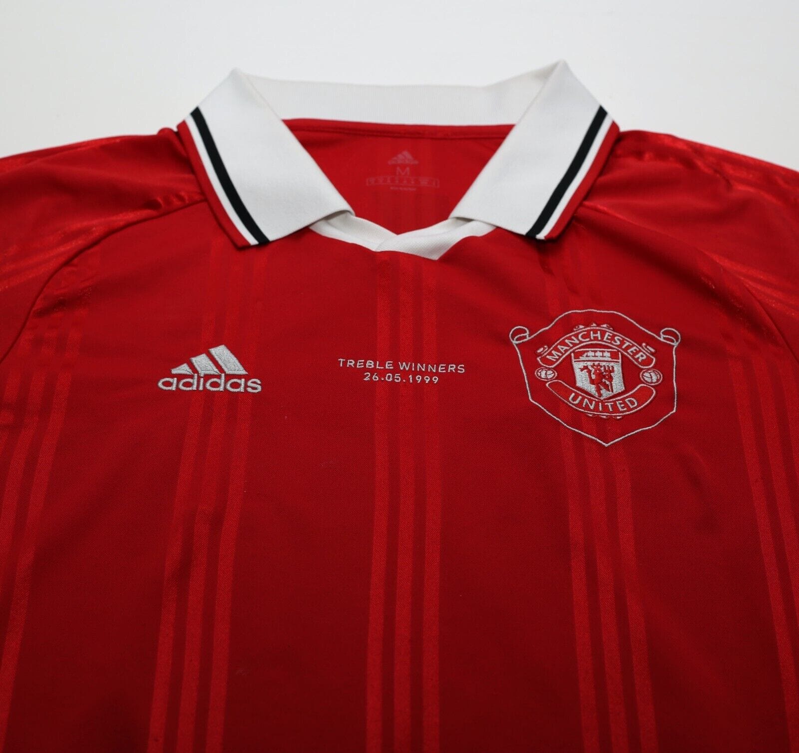 1999 SOLSKJAER #20 Manchester United adidas Icons L/S Treble Football Shirt (M)