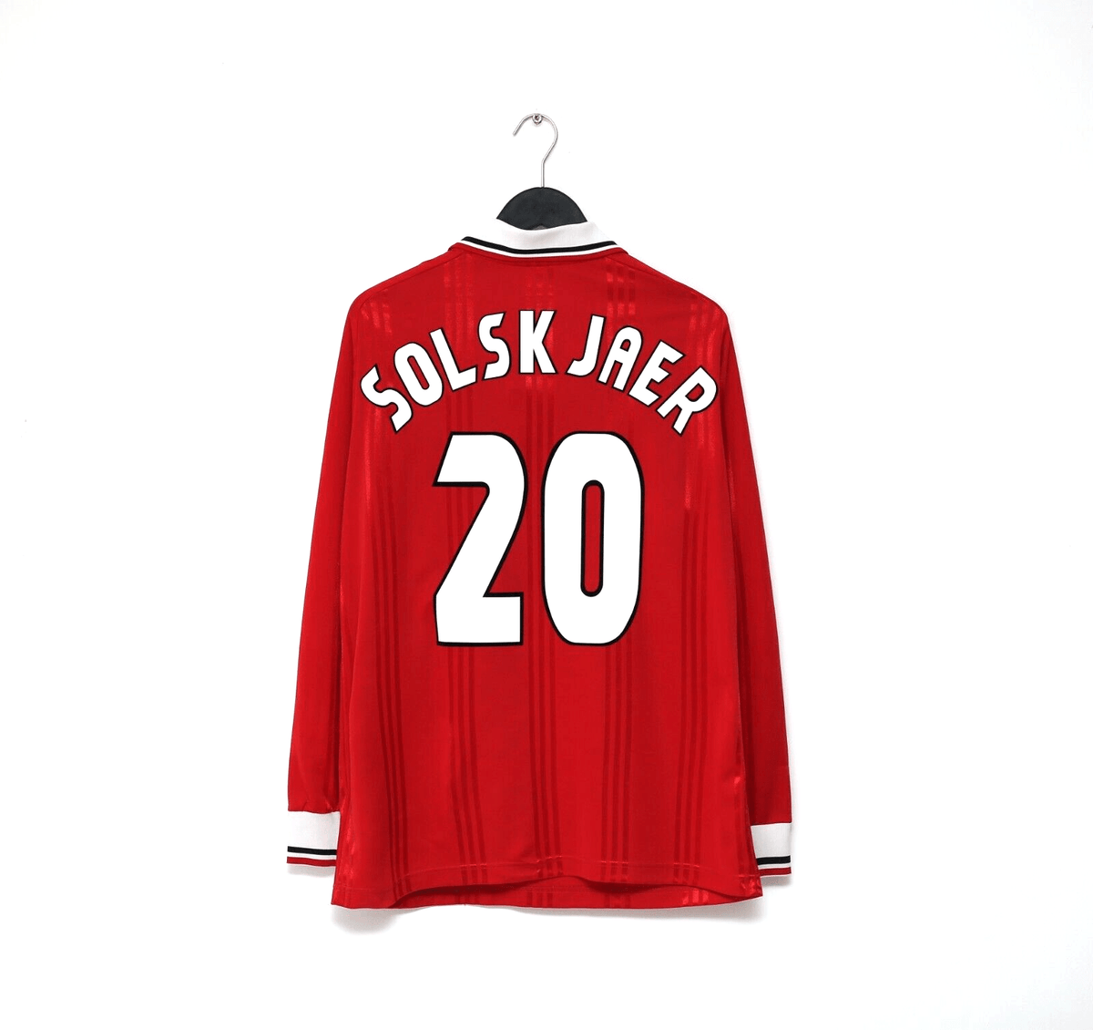 1999 SOLSKJAER #20 Manchester United adidas Icons L/S Treble Football Shirt (M)