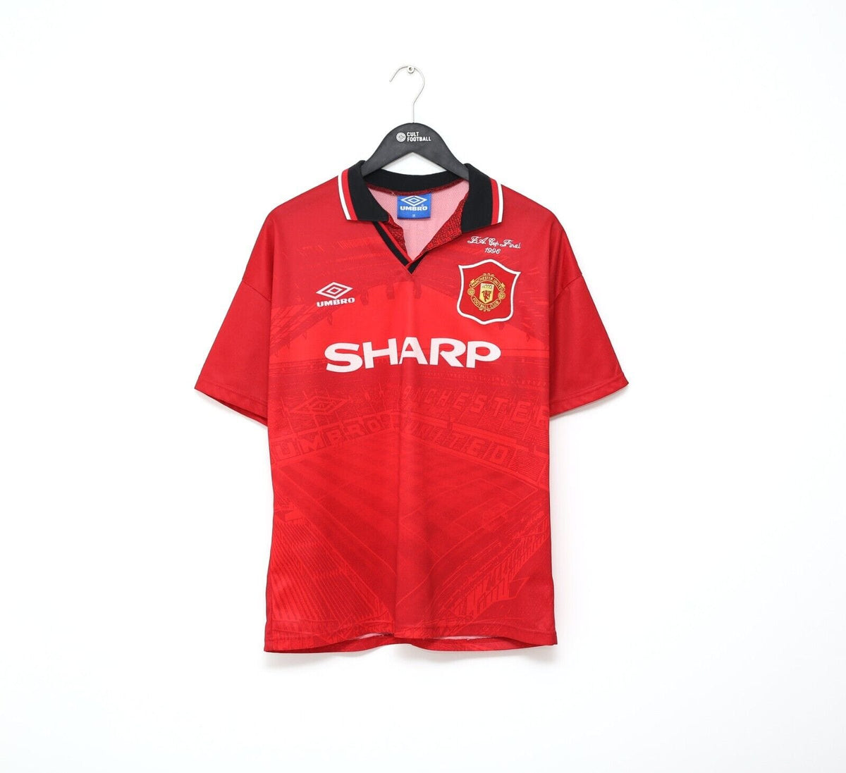 19996 CANTONA #7 Manchester United Vintage Umbro FA CUP FINAL Football Shirt (M)