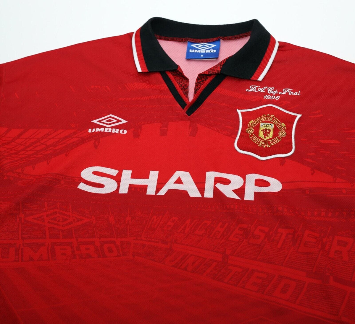 19996 CANTONA #7 Manchester United Vintage Umbro FA CUP FINAL Football Shirt (M)