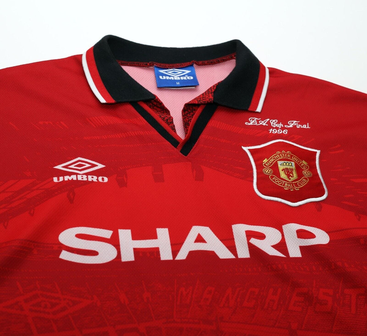 19996 CANTONA #7 Manchester United Vintage Umbro FA CUP FINAL Football Shirt (M)