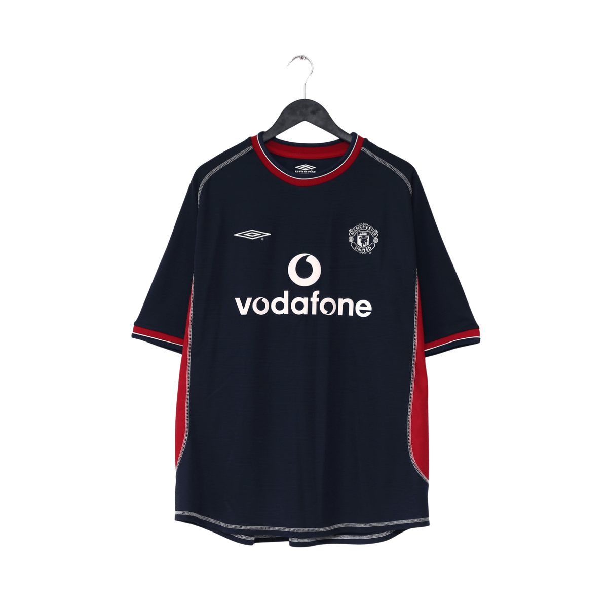 2000/01 Beckham #7 Manchester United Umbro third football shirt in navy with red trim