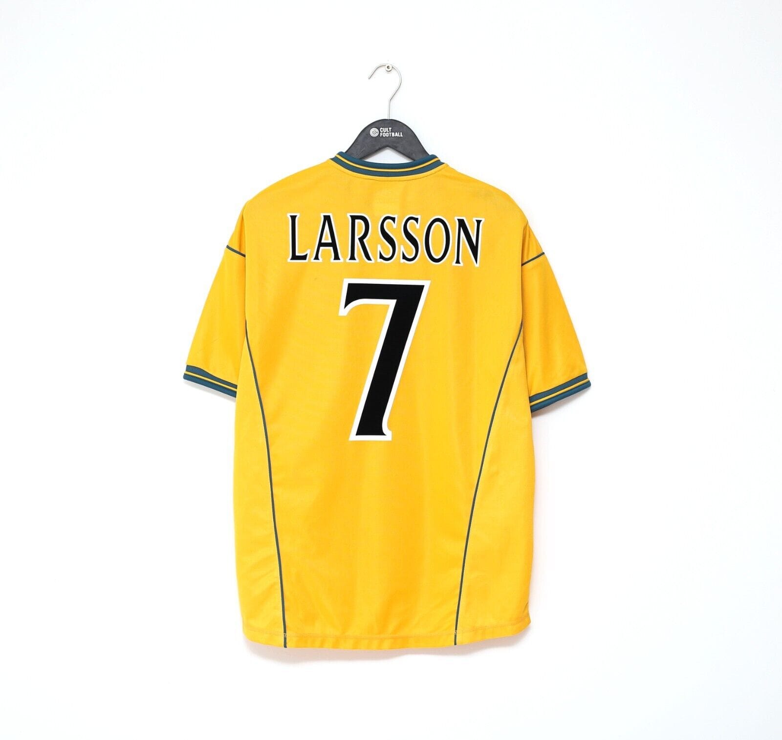 2000/01 LARSSON #7 Celtic Vintage Umbro Away Football Shirt (L) Sweden