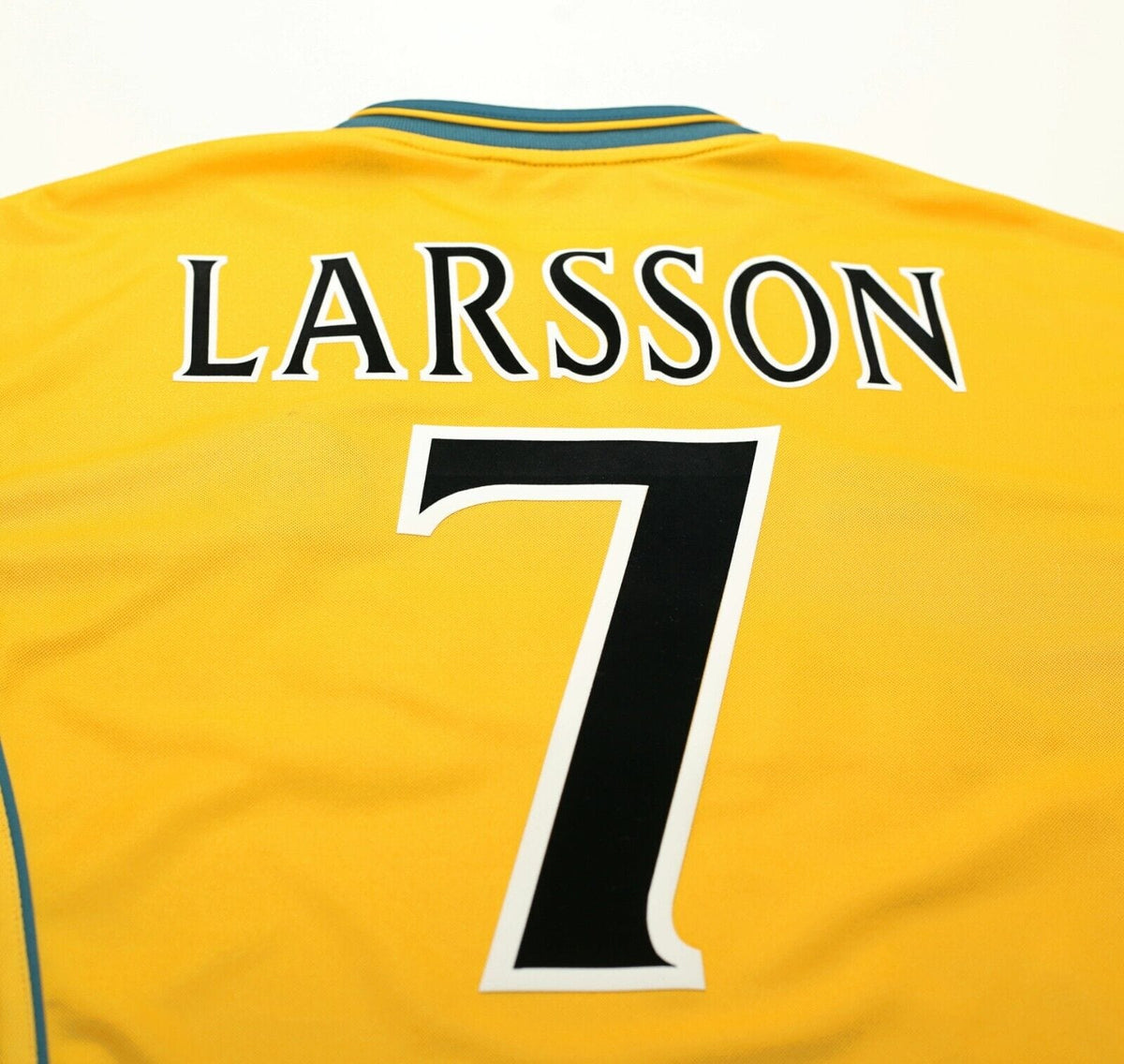 2000/01 LARSSON #7 Celtic Vintage Umbro Away Football Shirt (L) Sweden