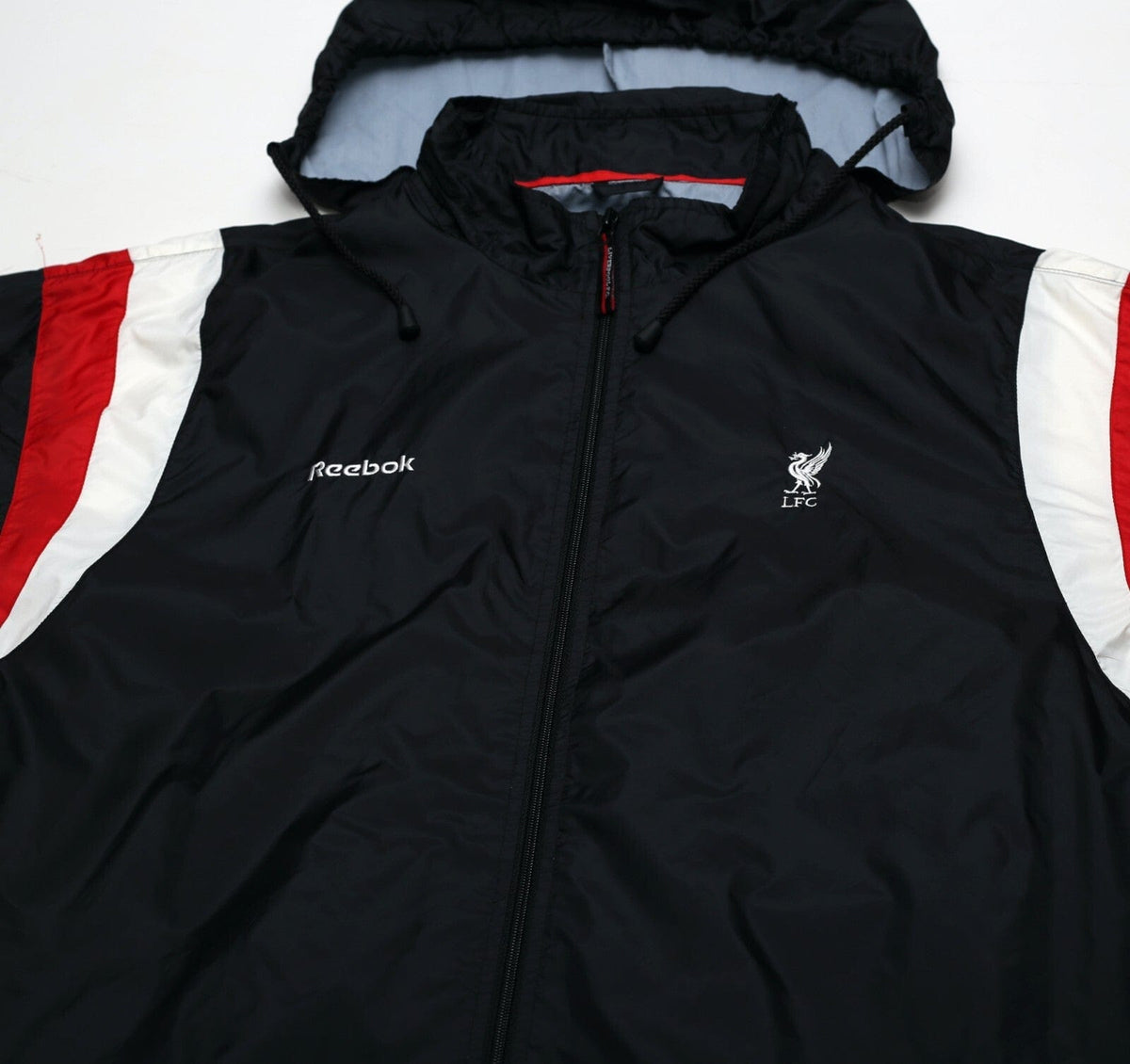 2000/01 LIVERPOOL Vintage Reebok Hooded Football Rain Coat Jacket (XL)