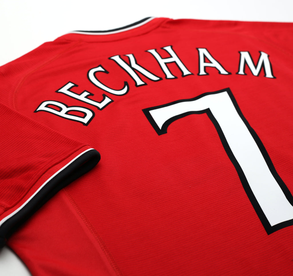 2000/02 BECKHAM #7 Manchester United Vintage Umbro European Home Football Shirt (L)