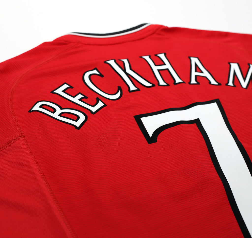 2000/02 BECKHAM #7 Manchester United Vintage Umbro European Home Football Shirt (L)