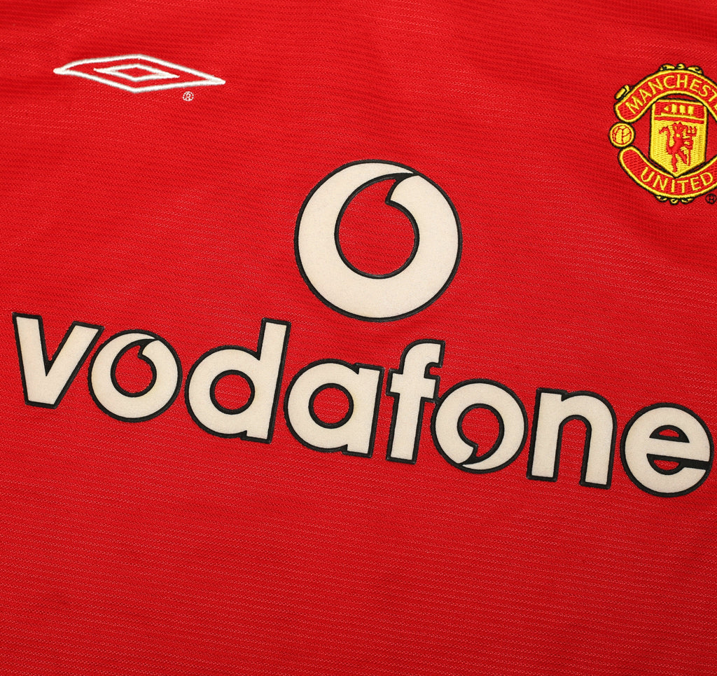 2000/02 BECKHAM #7 Manchester United Vintage Umbro European Home Football Shirt (L)