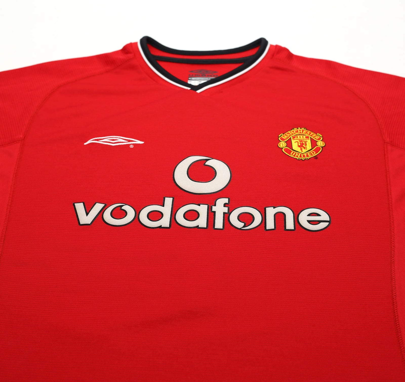 2000/02 BECKHAM #7 Manchester United Vintage Umbro European Home Football Shirt (L)