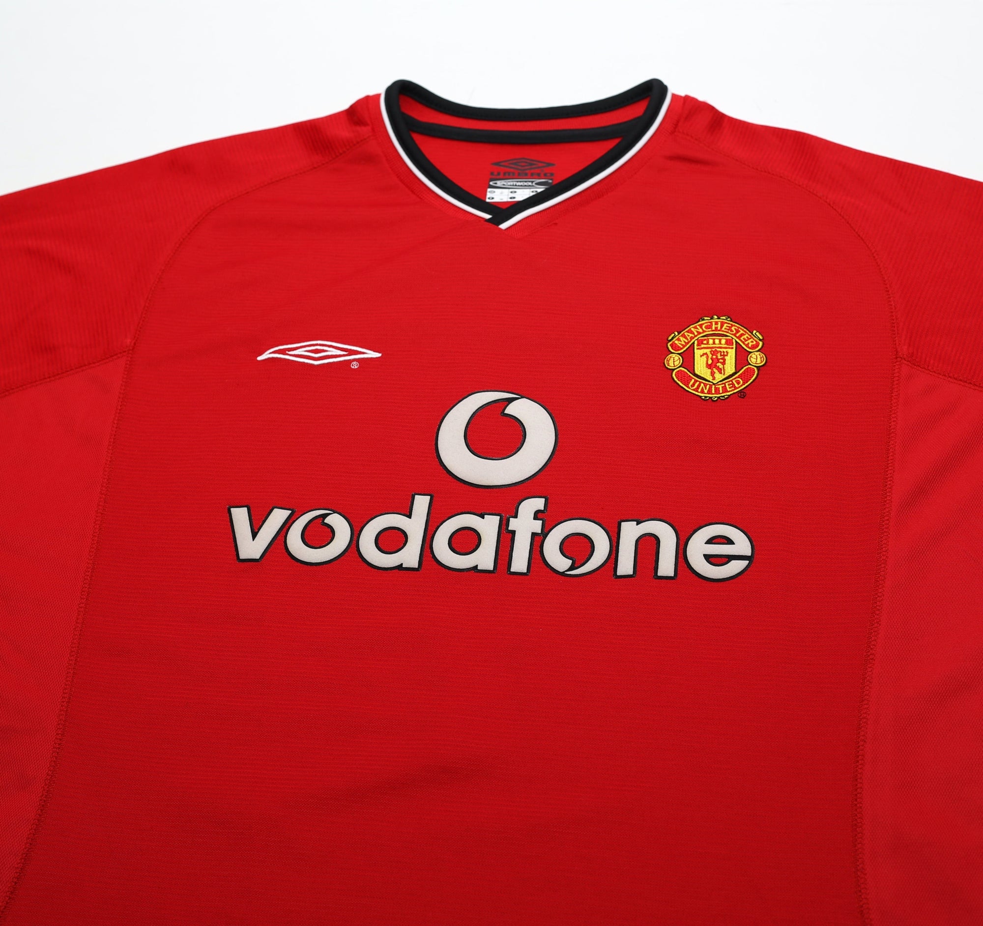 2000/02 BECKHAM #7 Manchester United Vintage Umbro European Home Football Shirt (L)