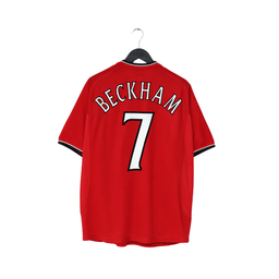 2000/02 BECKHAM #7 Manchester United Vintage Umbro European Home Football Shirt (L)