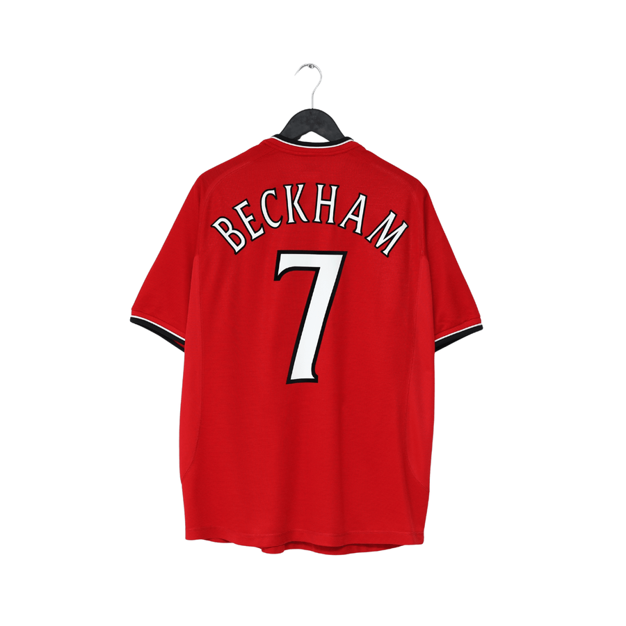 2000/02 BECKHAM #7 Manchester United Vintage Umbro European Home Football Shirt (L)