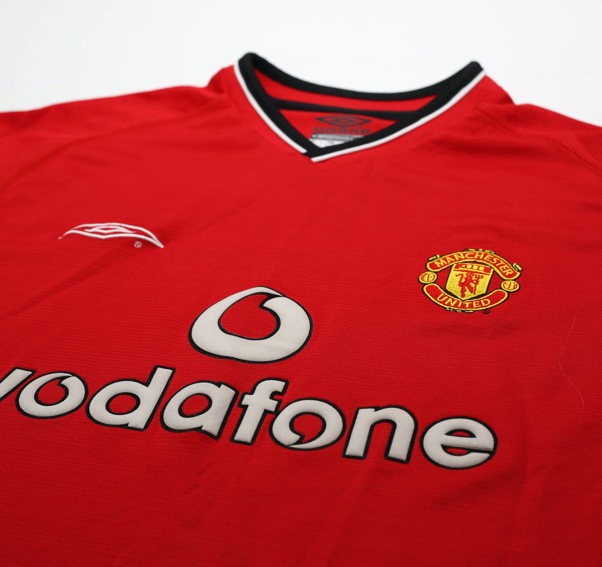 2000/02 BECKHAM #7 Manchester United Vintage Umbro European Home Football Shirt (L)