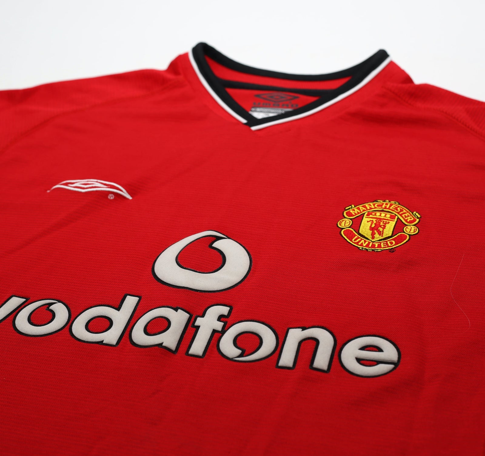 2000/02 BECKHAM #7 Manchester United Vintage Umbro European Home Football Shirt (L)