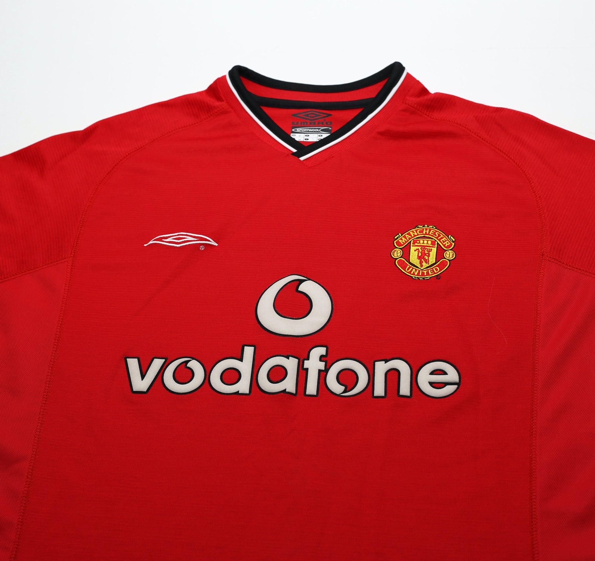 2000/02 BECKHAM #7 Manchester United Vintage Umbro European Home Football Shirt (L)