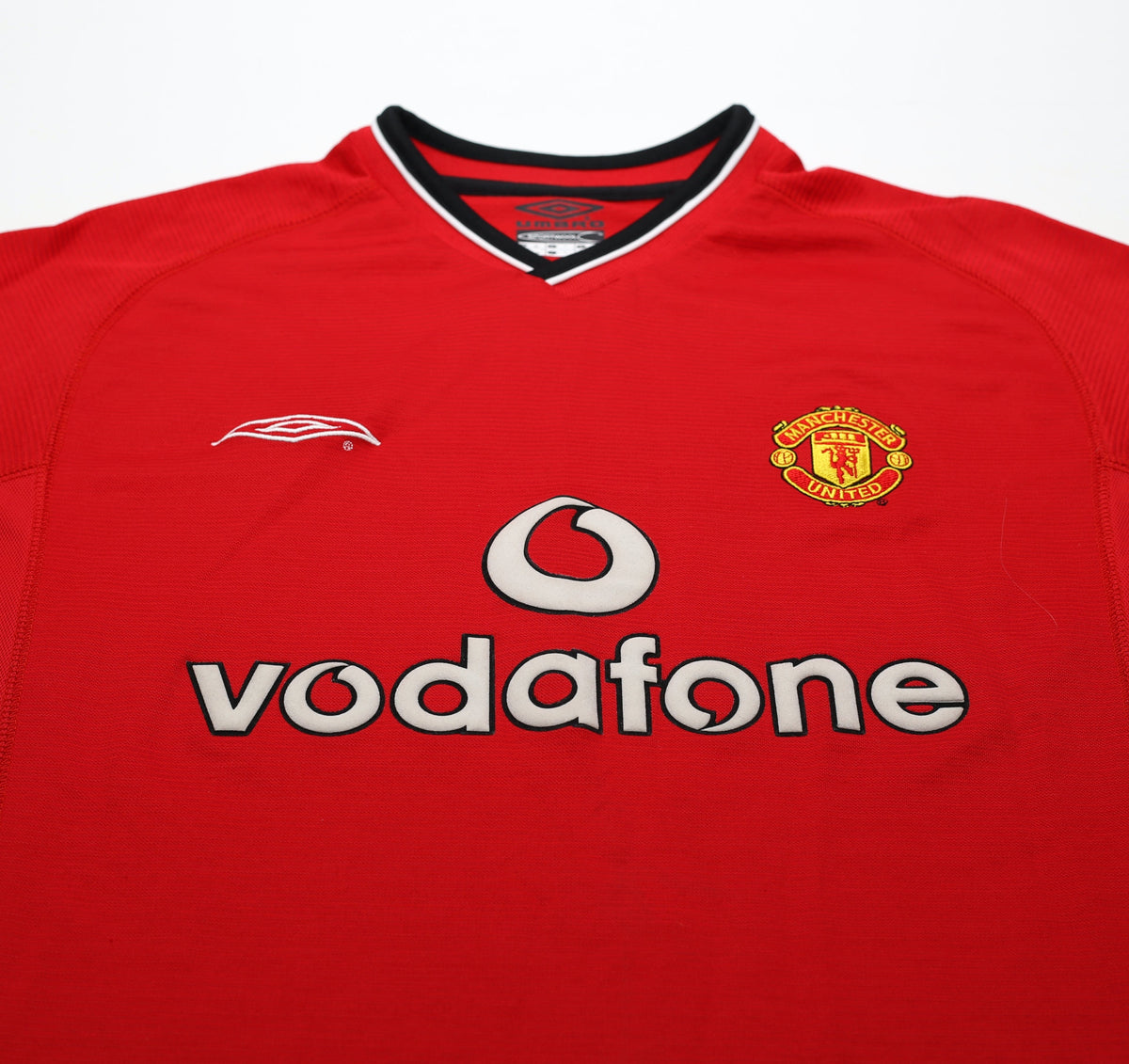 2000/02 BECKHAM #7 Manchester United Vintage Umbro European Home Football Shirt (L)