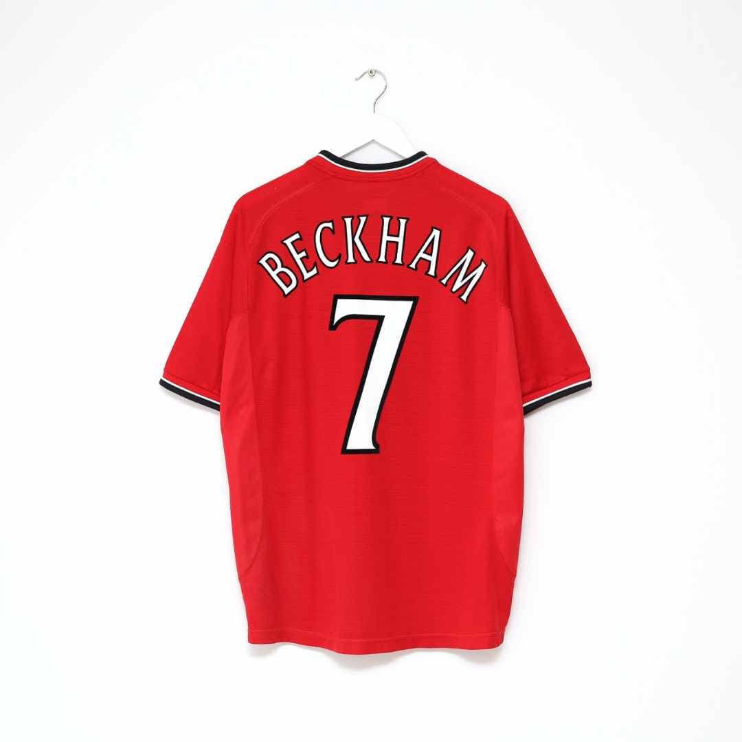 2000/02 Beckham #7 Manchester United Vintage Umbro European Home Football Shirt (L)