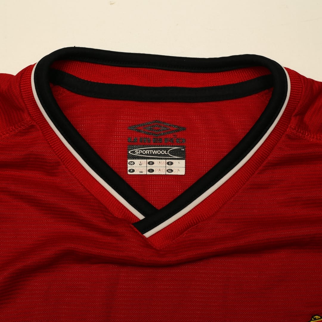 2000/02 Beckham #7 Manchester United Vintage Umbro Home Football Shirt (L)