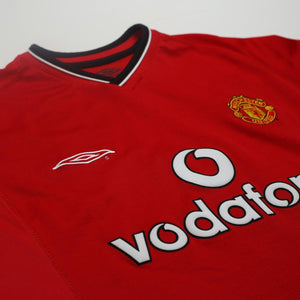 2000/02 Beckham #7 Manchester United Vintage Umbro Home Football Shirt (M)