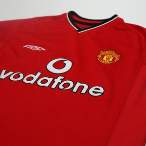 2000/02 Beckham #7 Manchester United Vintage Umbro Home Football Shirt (M)