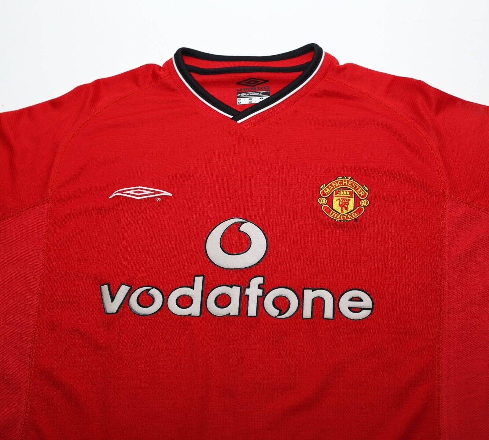 2000/02 BECKHAM #7 Manchester United Vintage Umbro UCL Home Football Shirt (L)