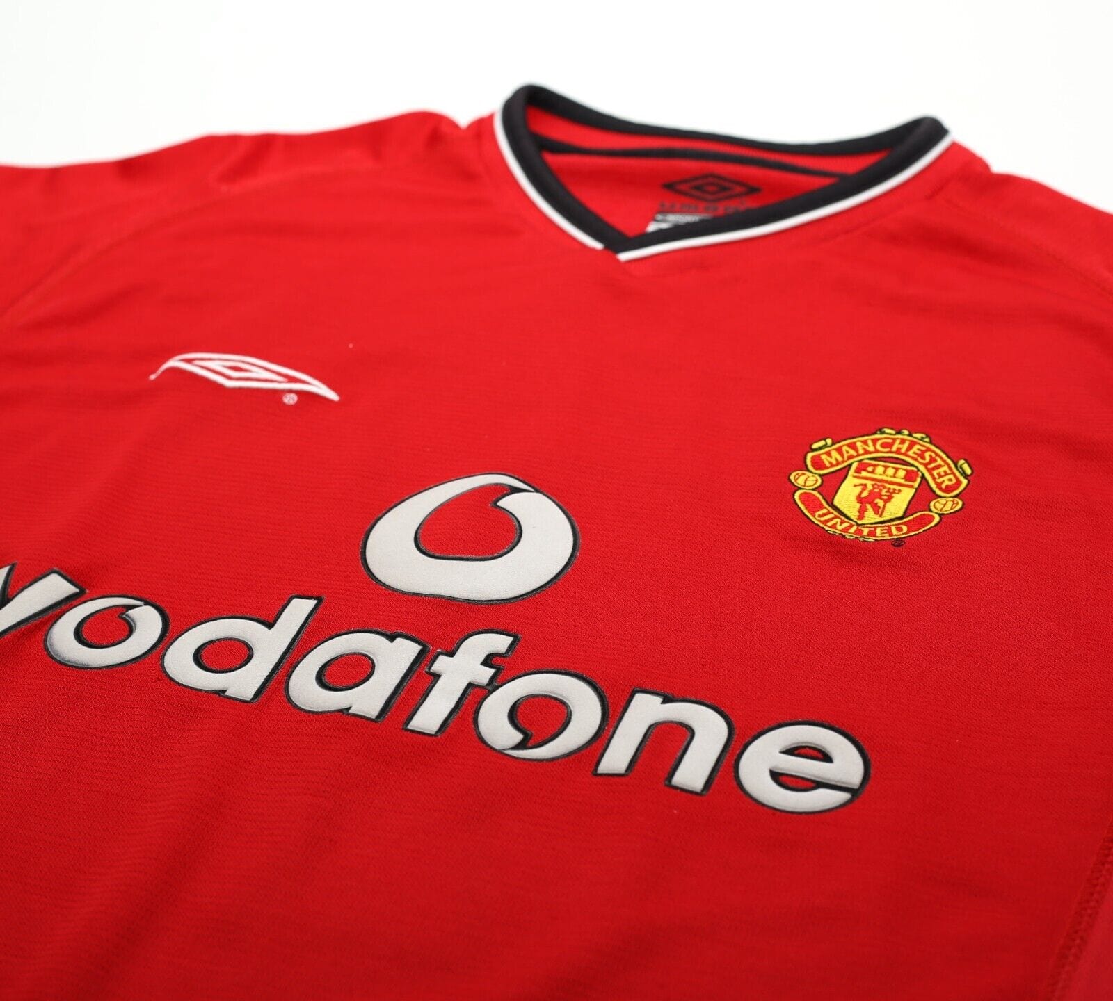 2000/02 BECKHAM #7 Manchester United Vintage Umbro UCL Home Football Shirt (L)