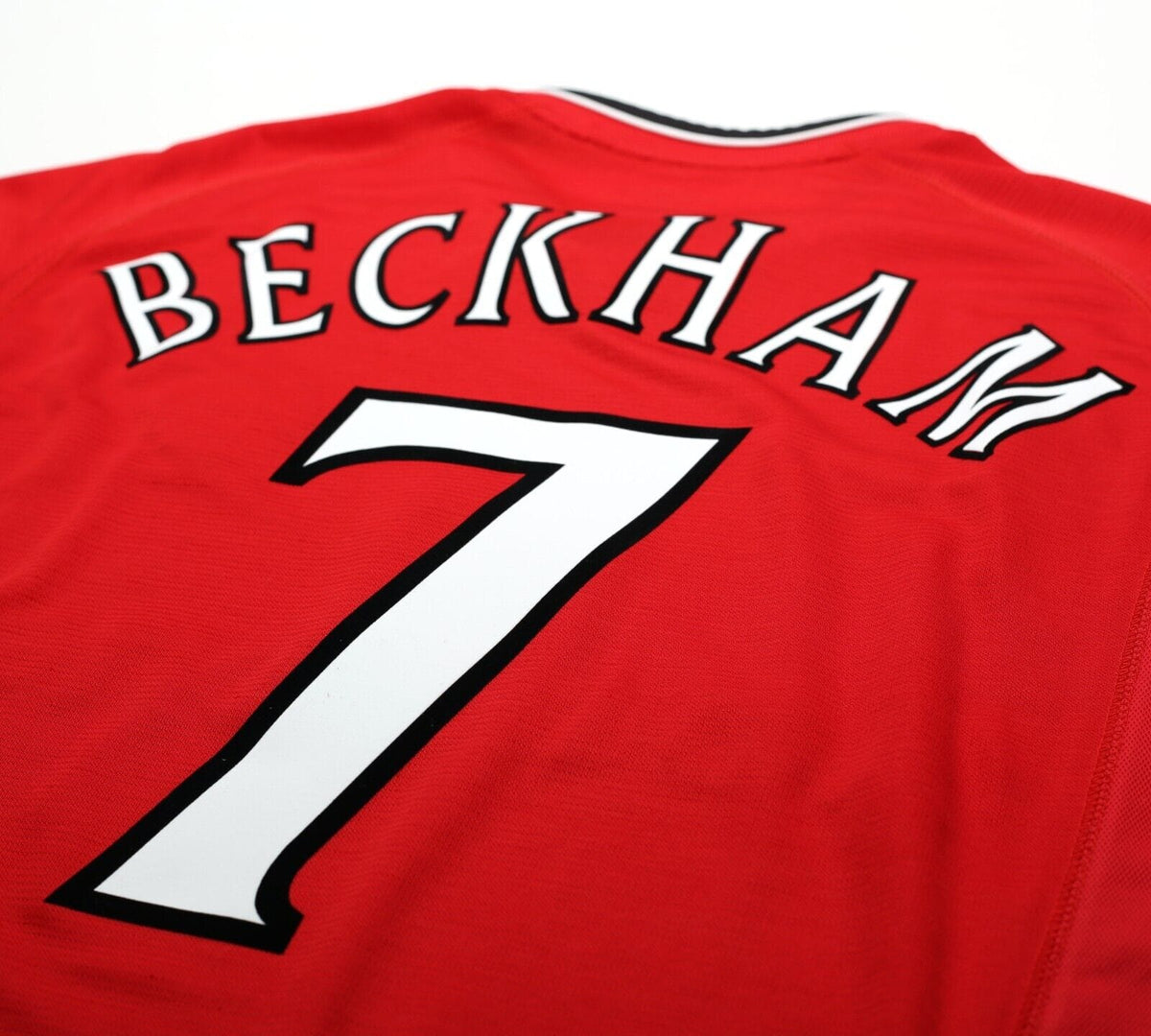 2000/02 BECKHAM #7 Manchester United Vintage Umbro UCL Home Football Shirt (L)
