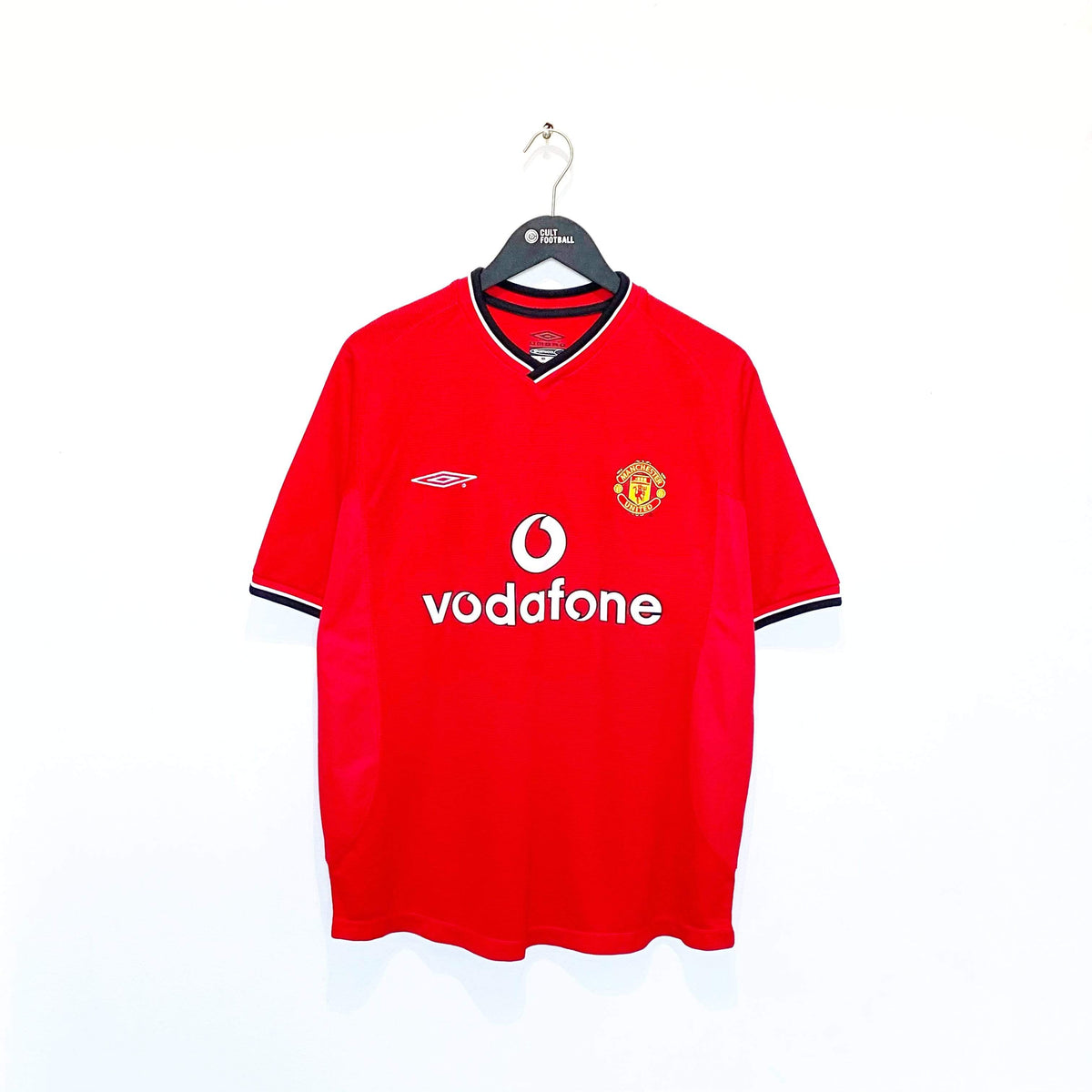 2000/02 BECKHAM #7 Manchester United Vintage Umbro UCL Home Football Shirt (M)