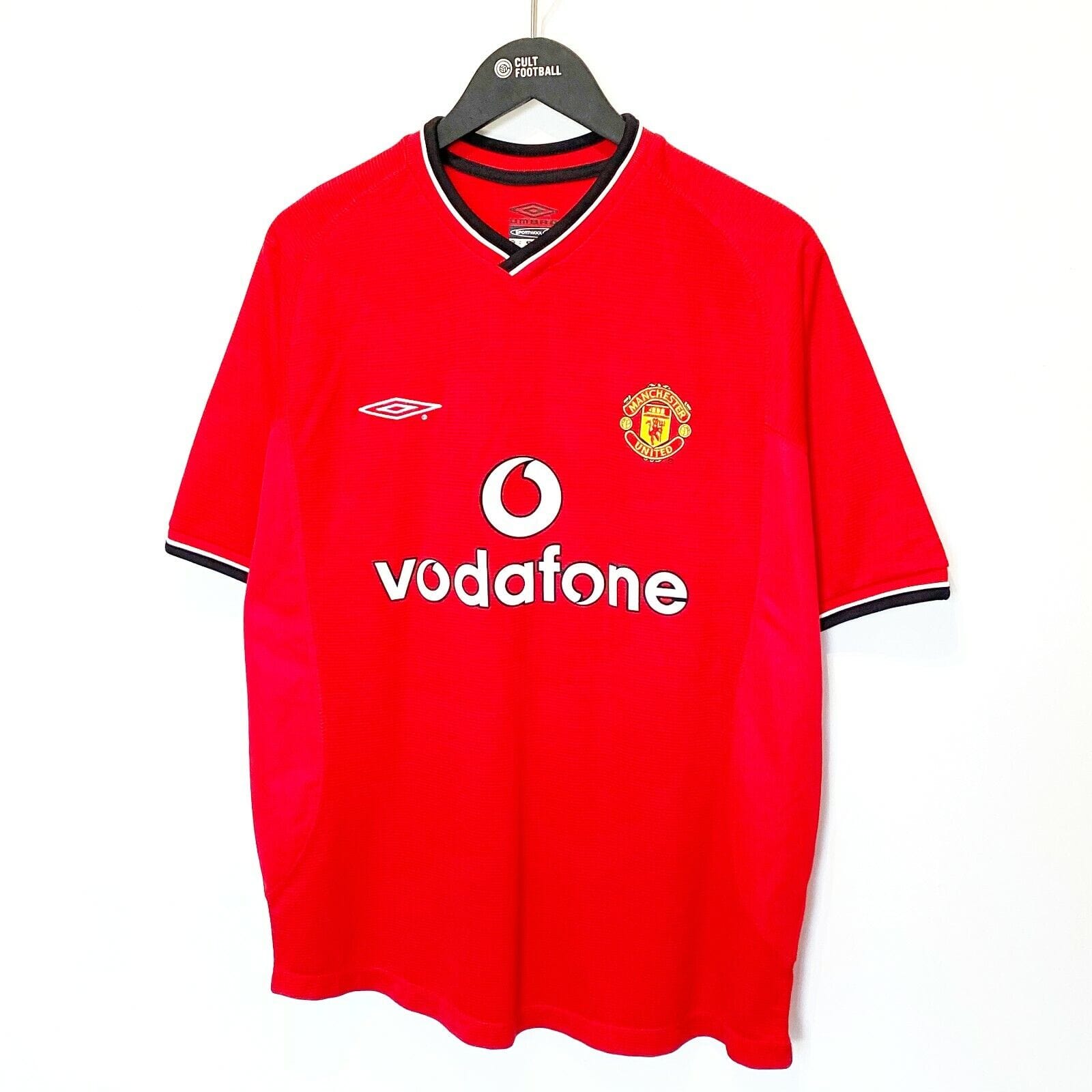 2000/02 BECKHAM #7 Manchester United Vintage Umbro UCL Home Football Shirt (M)