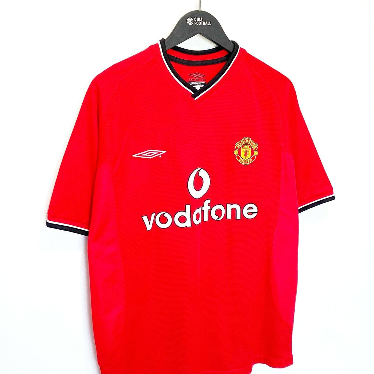 2000/02 BECKHAM #7 Manchester United Vintage Umbro UCL Home Football Shirt (M)