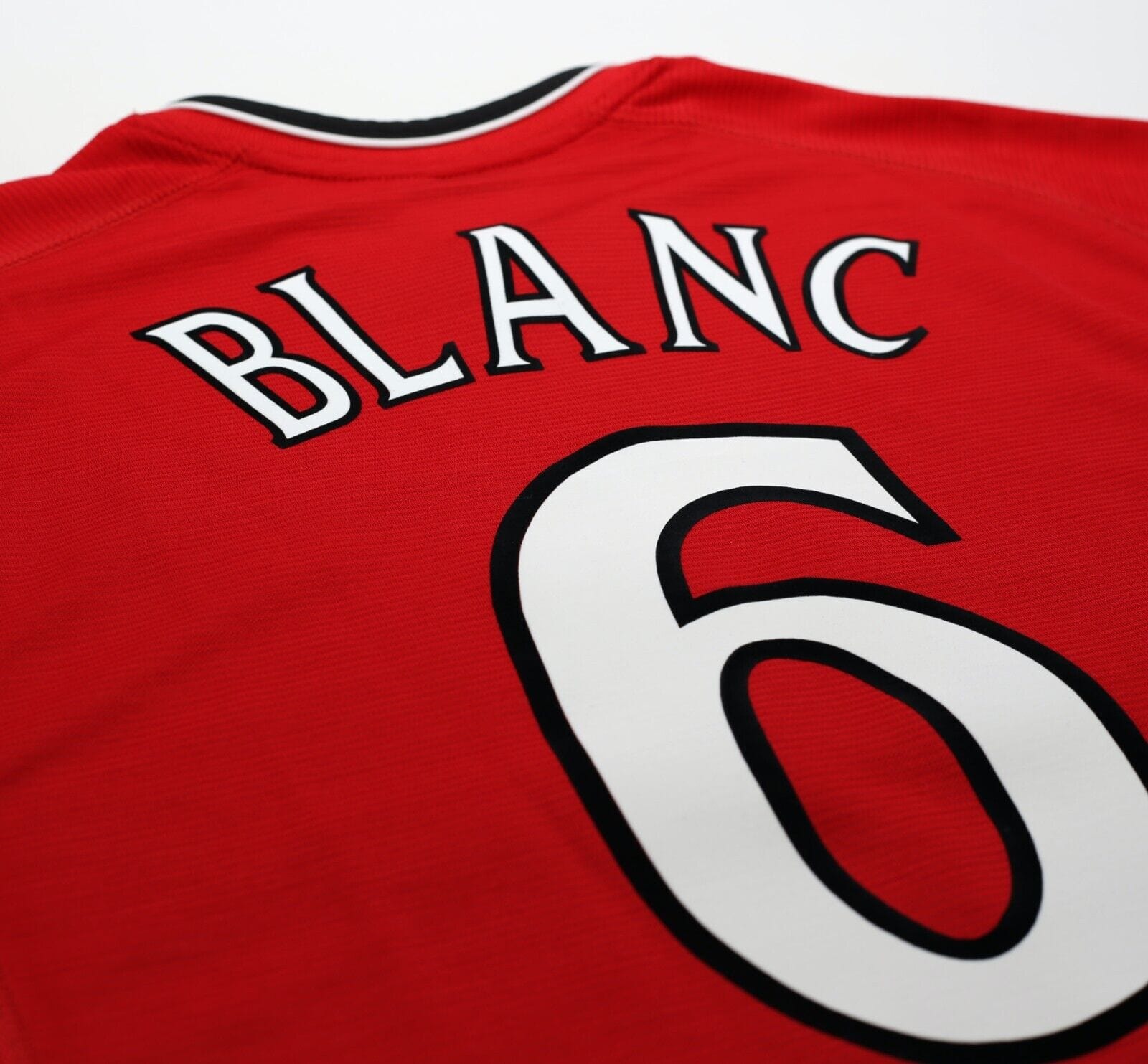 2000/02 BLANC #6 Manchester United Vintage Umbro UCL Home Football Shirt (XL)